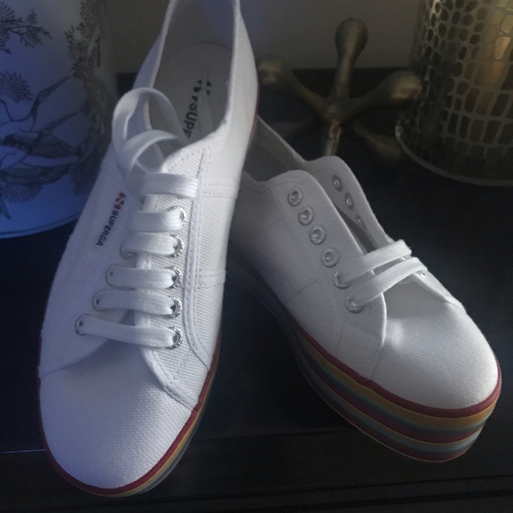 Never worn Superga size 8 rainbow sneakers -